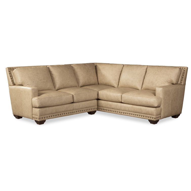 Sienna 155" Wide Genuine Leather Symmetrical Corner Sectional Birch Lane